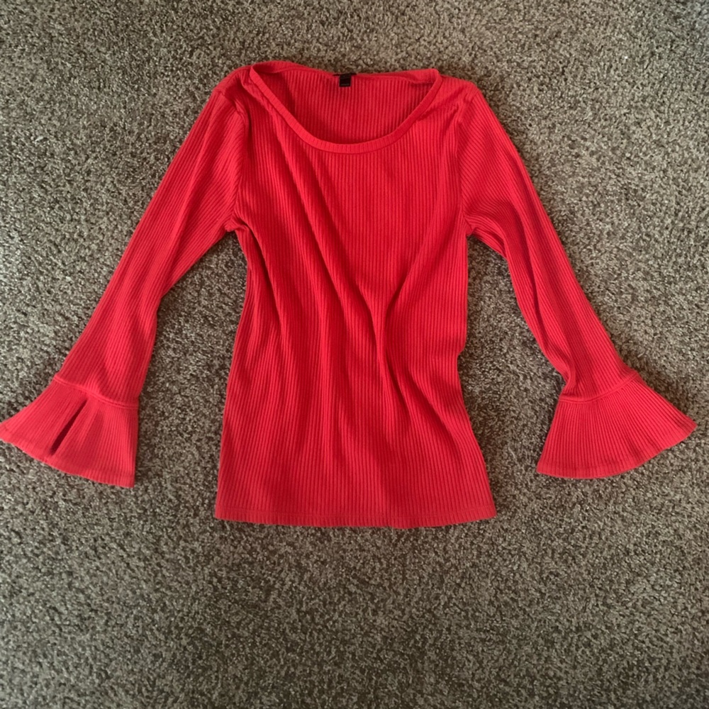 J-Crew Womens Flutter Sleeved Top, Ribbed Top with Rounded Neckline